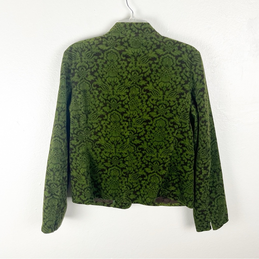 TALBOTS Green Brown Printed Lined Long Sleeves Corduroy Jacket Size 10 Boho Chic - Picture 2 of 11